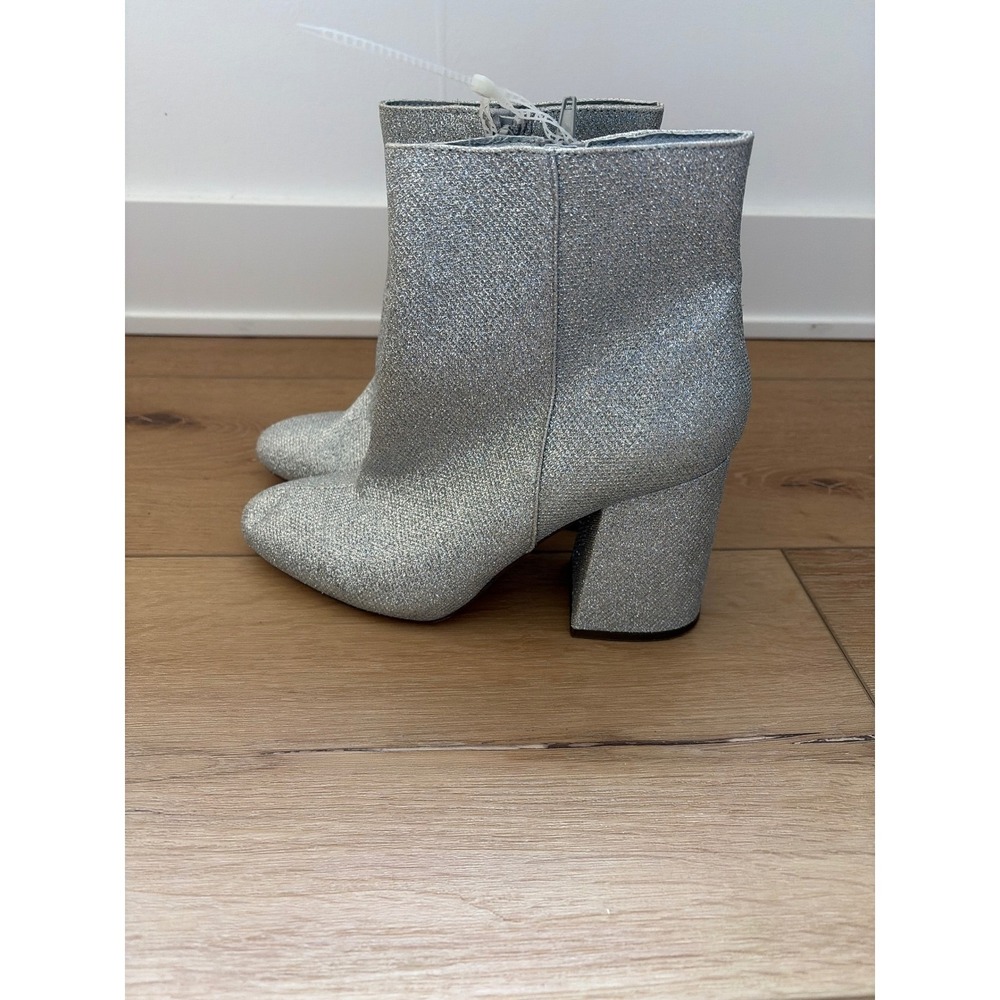 Madden‎ Girl Swirl Silver Glitter Ankle Boots Block Heel Round Toe SWIRL-RF 9M